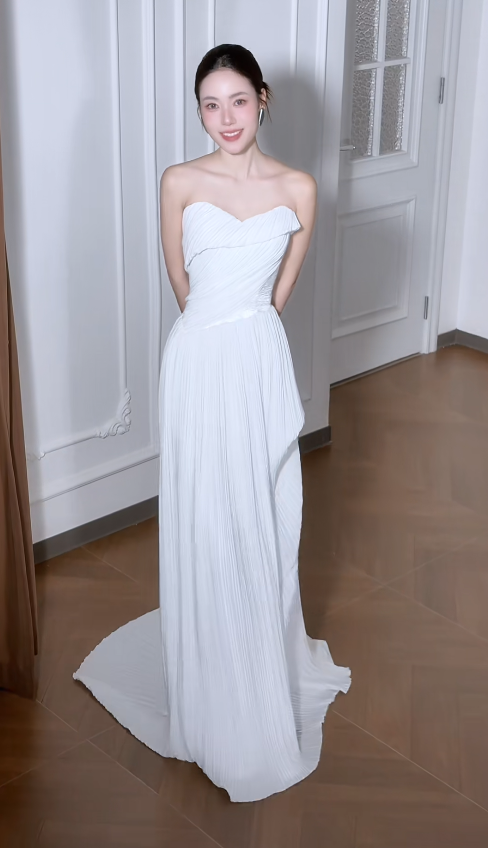 Chic White Sheath Chiffon Long Wedding Dress for Brides ED10468