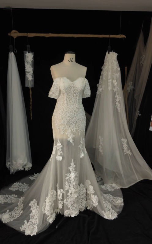 Chic White Sheath Lace Long Wedding Dress for Brides ED10479
