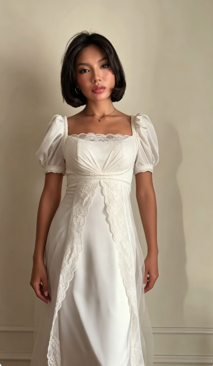 Chic White Sheath Chiffon Long Wedding Dress for Brides ED10480