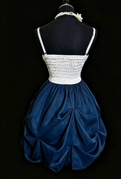 Chic Navy Blue Sheath Short Homecoming Dress Satin Birthday Dress ED10485