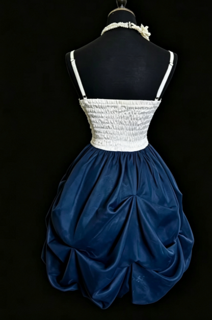 Chic Navy Blue Sheath Short Homecoming Dress Satin Birthday Dress ED10485