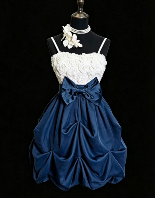 Chic Navy Blue Sheath Short Homecoming Dress Satin Birthday Dress ED10485