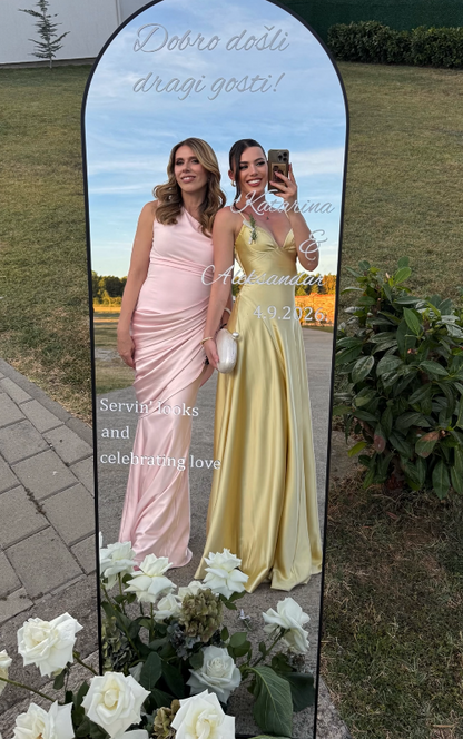 Chic Yellow Sheath Long Evening Dress Satin Prom Dress ED10488