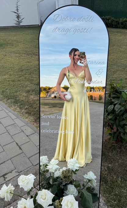 Chic Yellow Sheath Long Evening Dress Satin Prom Dress ED10488