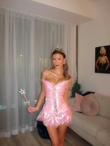Hübsches kurzes Tüllkleid in Pink für Homecoming und Geburtstag, Etuikleid ED10492