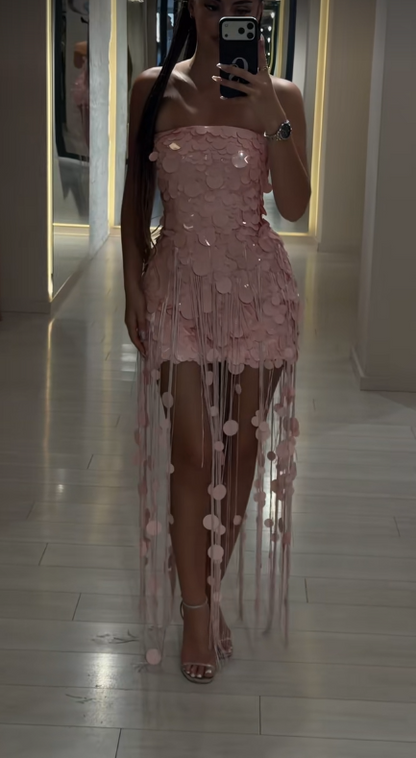 Pretty Pink Short Homecoming Dress Sheath Satin Birthday Dress ED10494