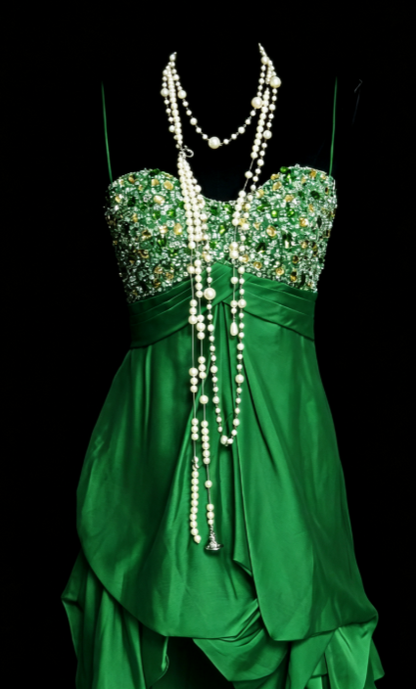 Pretty Green Short Homecoming Dress Sheath Satin Birthday Dress ED10531