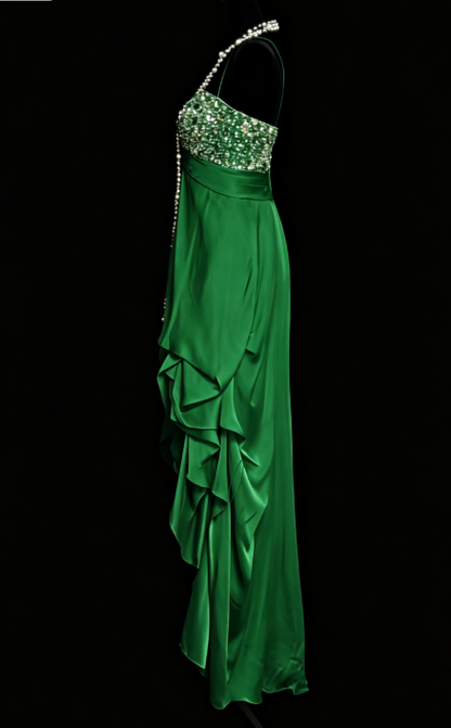 Pretty Green Short Homecoming Dress Sheath Satin Birthday Dress ED10531
