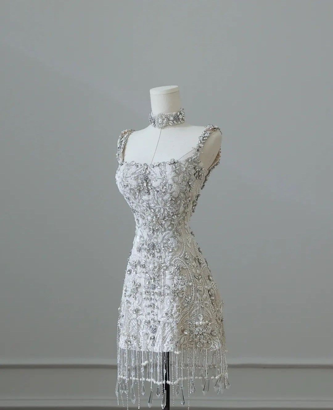 Chic White Short Homecoming Dress A-Line Tulle Beaded Birthday Dress ED10546