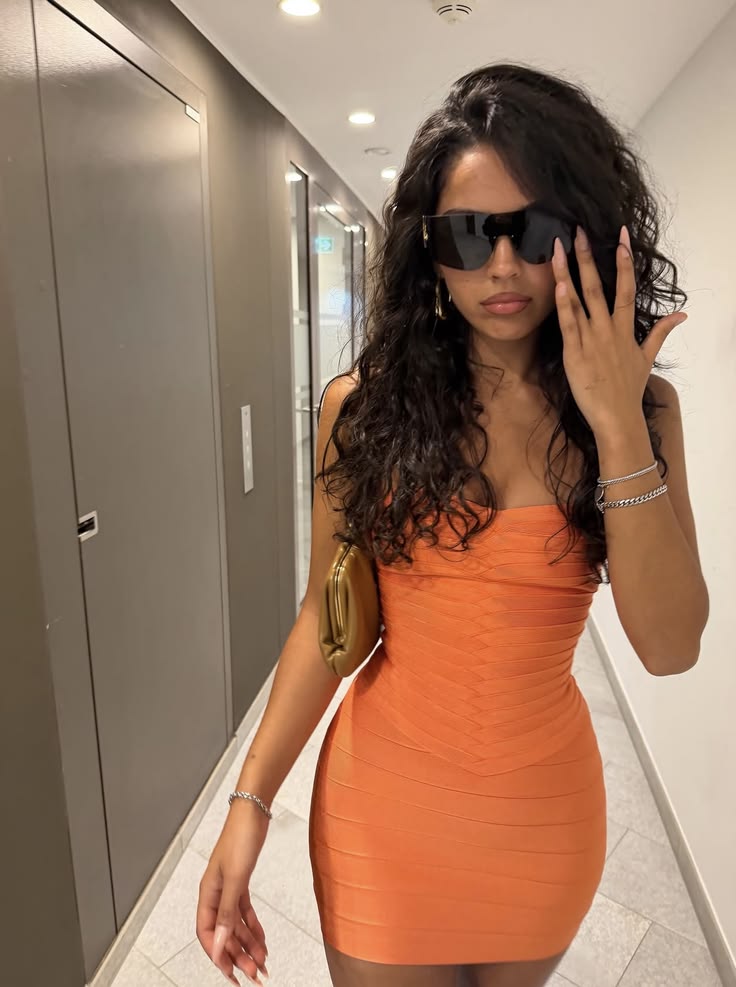 Chic Orange Short Homecoming Dress Sheath Satin Birthday Dress ED10560