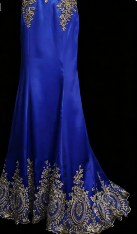 Elegant Blue Prom Dress Sheath Satin Prom Dress ED10562