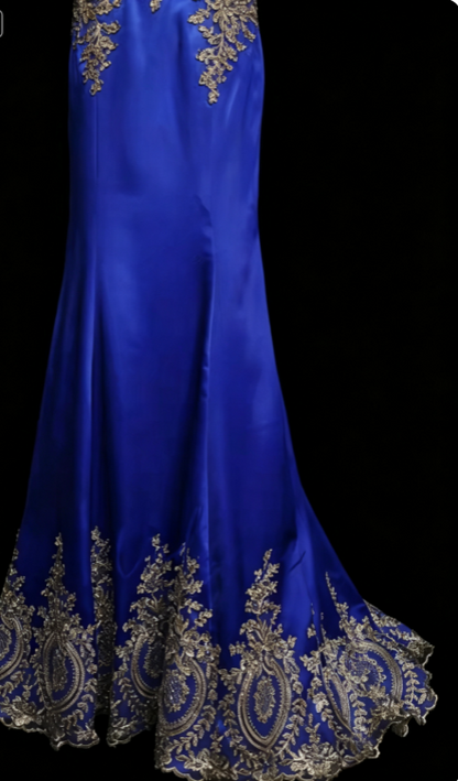 Elegant Blue Prom Dress Sheath Satin Prom Dress ED10562
