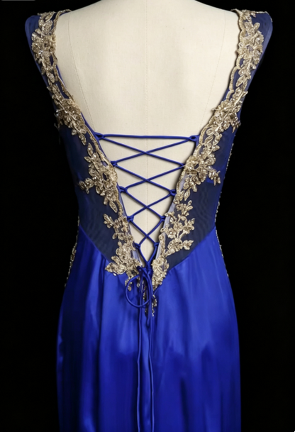 Elegant Blue Prom Dress Sheath Satin Prom Dress ED10562