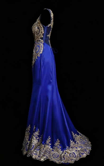 Elegant Blue Prom Dress Sheath Satin Prom Dress ED10562