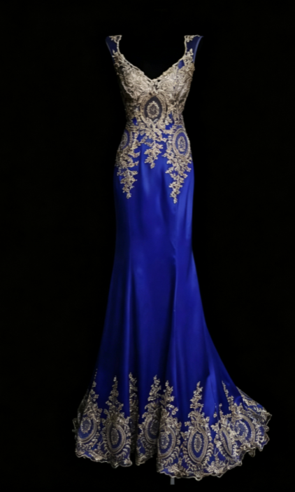 Elegant Blue Prom Dress Sheath Satin Prom Dress ED10562