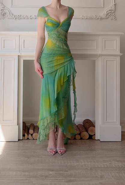 Elegant Green Prom Dress Sheath Chiffon Prom Dress ED10563