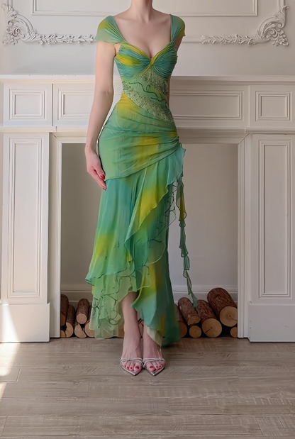 Elegant Green Prom Dress Sheath Chiffon Prom Dress ED10563