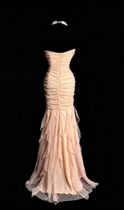Elegant Pink Prom Dress Sheath Chiffon Long Evening Dress  ED10572