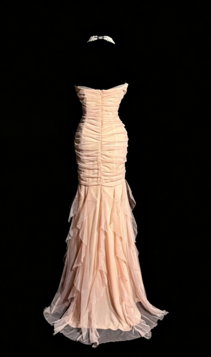 Elegant Pink Prom Dress Sheath Chiffon Long Evening Dress  ED10572