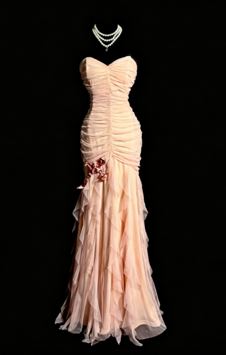 Elegant Pink Prom Dress Sheath Chiffon Long Evening Dress  ED10572