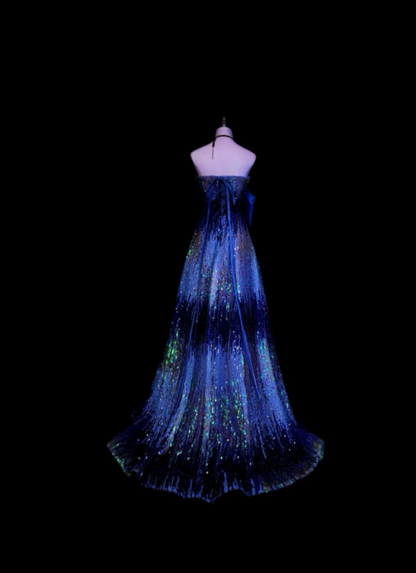 Elegant Navy Blue Prom Dress Sheath Sequins Long Evening Dress ED10575