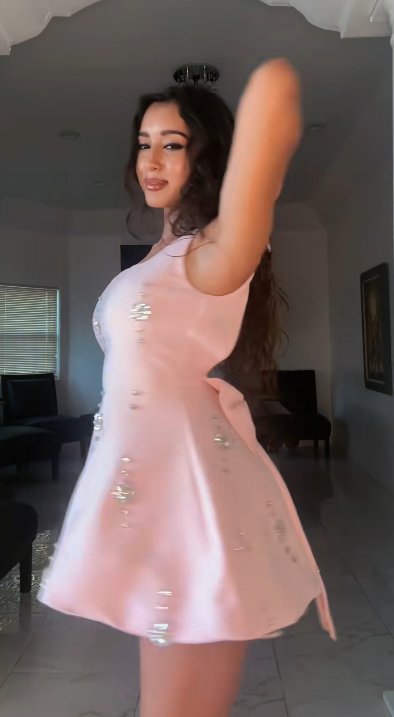 Elegant Pink Short Homecoming Dress A-Line Satin Beaded Birthday Dress ED10582