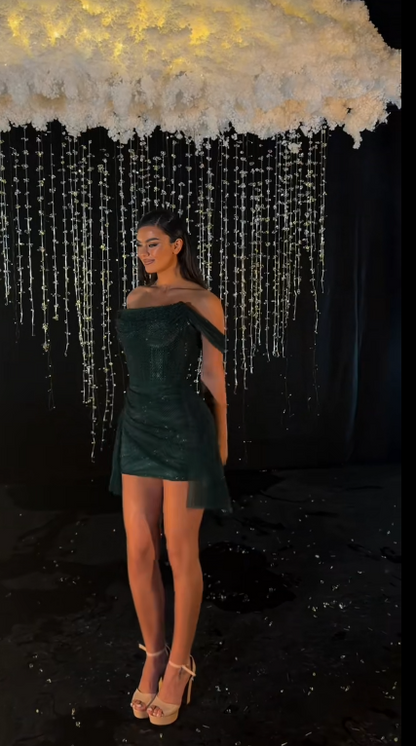 Elegant Dark Green Short Homecoming Dress Satin Sheath Birthday Dress ED10600