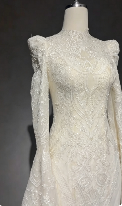 Modest Ivory Sheath Lace Wedding Dress for Brides ED10608
