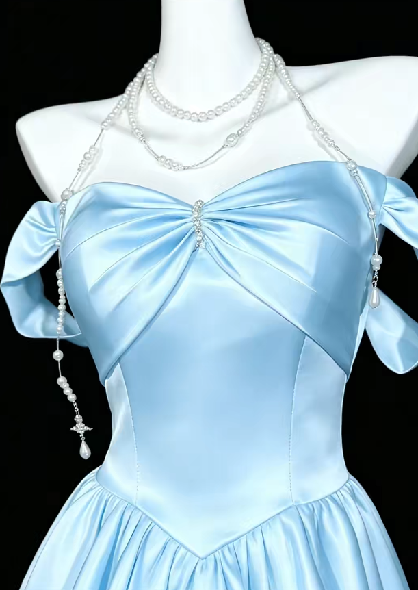 Fashion Blue Short Birthday Party Dress A-Line Satin Homecoming Dress ED10658