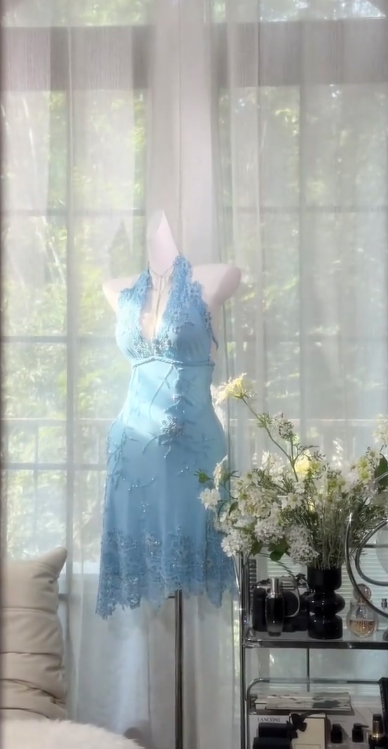 Fashion Blue Short Birthday Party Dress Sheath Satin Beaded Homecoming Dress ED10661