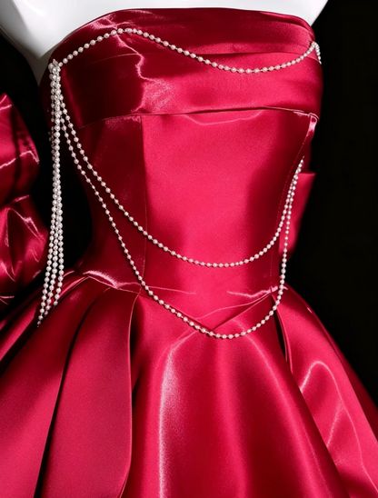 Chic Red Short Birthday Party Dress A-Line Satin Homecoming Dress  ED10667