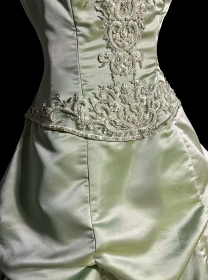 Chic Green Prom Dress Sheath Satin Long Evening Dress ED10683