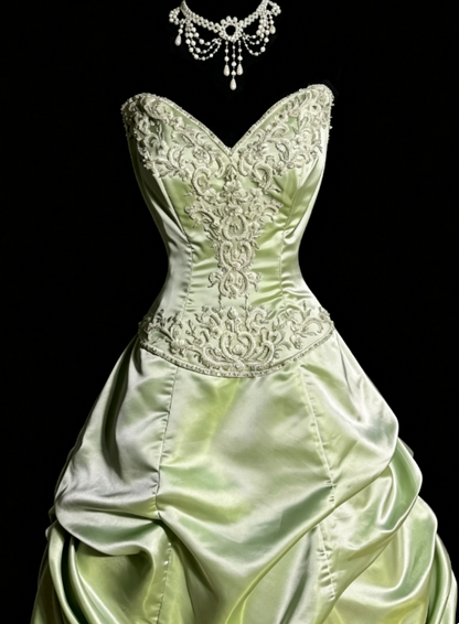 Chic Green Prom Dress Sheath Satin Long Evening Dress ED10683
