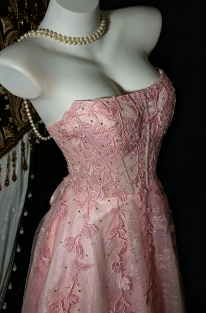 Jolie Robe Courte de Bal Rose en Tulle Coupe A-Line pour Anniversaire ED10691