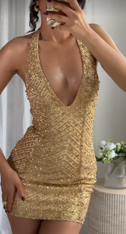 Kurzes goldenes Homecoming-Kleid, Etui-Satin-Geburtstagskleid ED10702