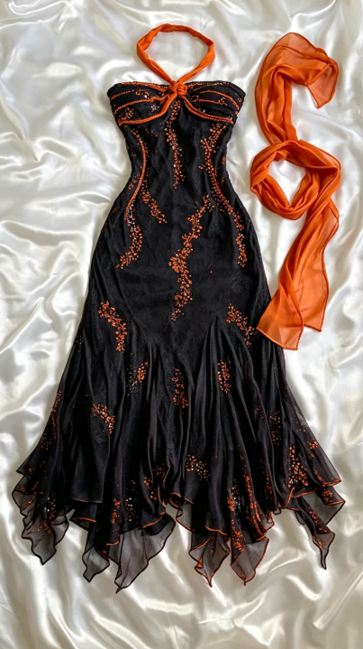 Elegantes schwarzes Ballkleid Etui Chiffon Perlen Lang Abendkleid ED10705