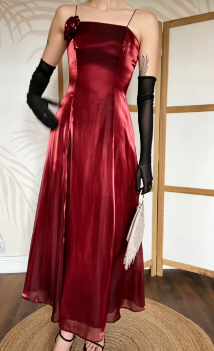 Robe de bal chic bordeaux Coupe évasée Robe de soirée longue ED10710