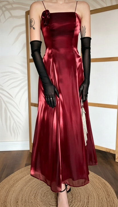 Robe de bal chic bordeaux Coupe évasée Robe de soirée longue ED10710