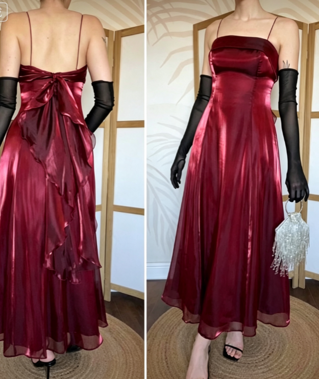 Robe de bal chic bordeaux Coupe évasée Robe de soirée longue ED10710