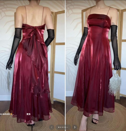 Robe de bal chic bordeaux Coupe évasée Robe de soirée longue ED10710