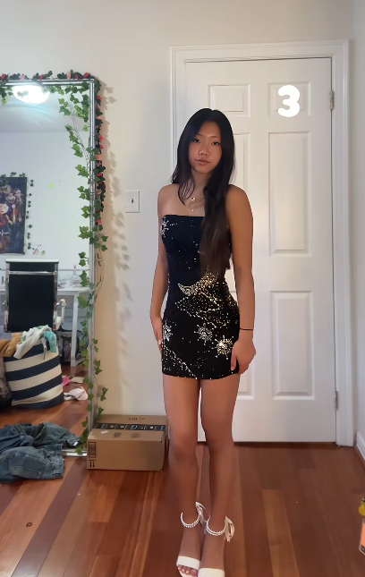 Glam Black Short Homecoming Dress Sheath Sequins Birthday Dress ED10721