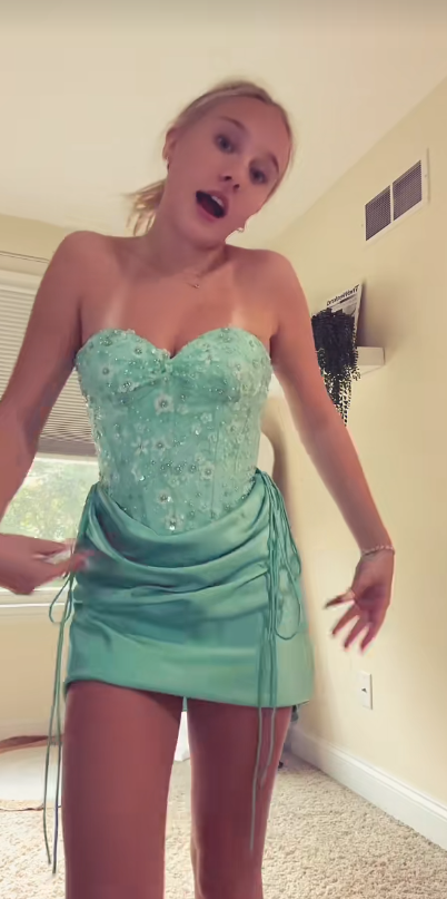 Glam Tiffany Blue Short Homecoming Dress Sheath Satin Birthday Dress ED10743