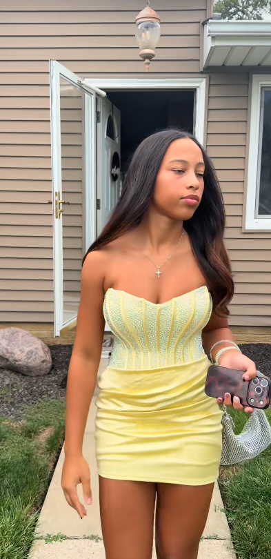 Glam Yellow Short Homecoming Dress Sheath Satin Birthday Dress ED10746