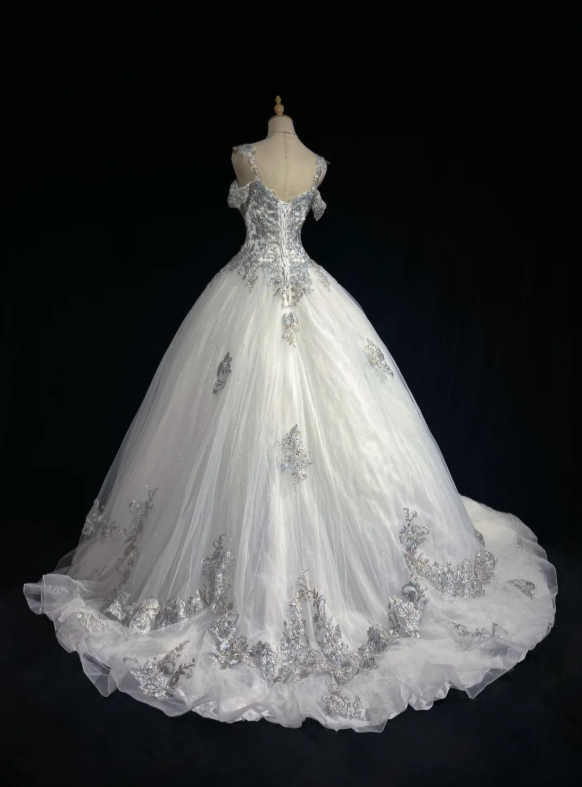 Gorgeous White Prom Dress Sweet 16 Birthday Dress Sheath Tulle Applique Long Evening Dress ED10755