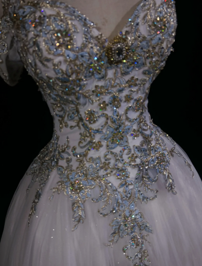 Gorgeous White Prom Dress Sweet 16 Birthday Dress Sheath Tulle Applique Long Evening Dress ED10755