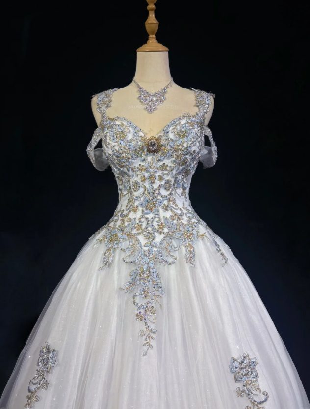 Gorgeous White Prom Dress Sweet 16 Birthday Dress Sheath Tulle Applique Long Evening Dress ED10755