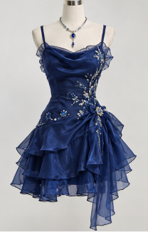 Gorgeous Navy Blue Short Homecoming Dress A-Line Tulle Birthday Party Dress ED10756
