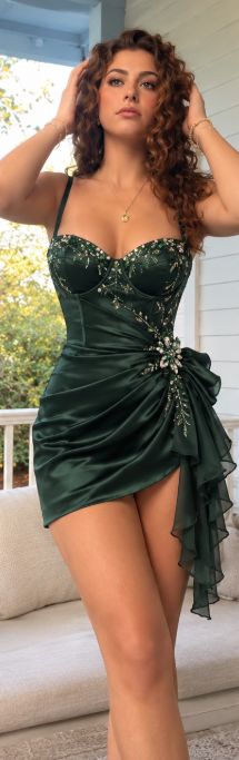 Gorgeous Dark Green Short Homecoming Dress Sheath Tulle Birthday Party Dress ED10759
