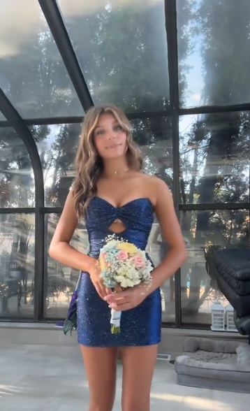 Chic Navy Blue Short Homecoming Dress Satin Sheath Long Evening Dress ED10761