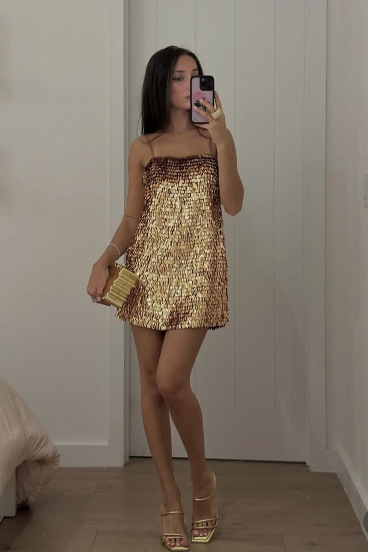 Chic Yellow Short Homecoming Dress Sequins Sheath Long Evening Dress ED10771